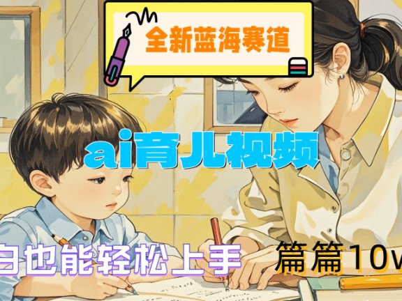 全新蓝海赛道-ai育儿视频，小白也能轻松上手，篇篇10w+