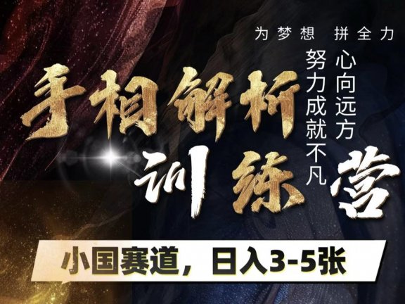 手相解析训练营,全网独家项目,小国赛道,轻松日入3-5张